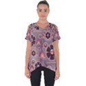 Floral Flower Stylised Cut Out Side Drop Tee View1