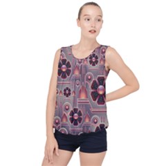 Floral Flower Stylised Bubble Hem Chiffon Tank Top by HermanTelo