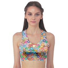 Floral Flowers Abstract Art Sports Bra