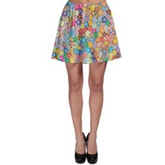 Floral Flowers Abstract Art Skater Skirt