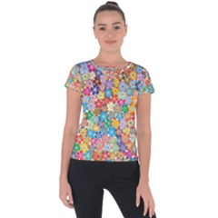 Floral Flowers Abstract Art Short Sleeve Sports Top  by HermanTelo