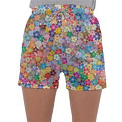 Floral Flowers Abstract Art Sleepwear Shorts