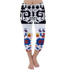 Folk Art Fabric Capri Winter Leggings  by HermanTelo