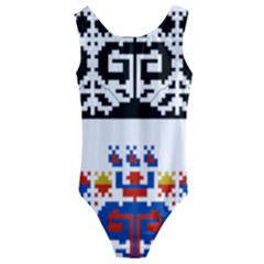 Folk Art Fabric Kids  Cut-out Back One Piece Swimsuit