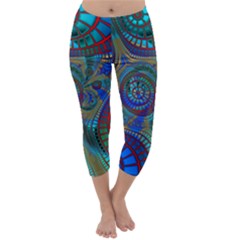 Fractal Abstract Line Wave Capri Winter Leggings 