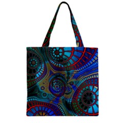 Fractal Abstract Line Wave Zipper Grocery Tote Bag