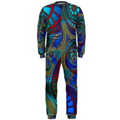 Fractal Abstract Line Wave Onepiece Jumpsuit (men)  by HermanTelo