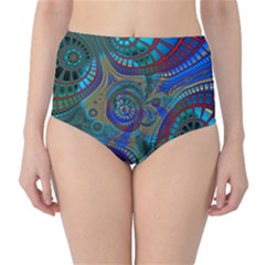 Fractal Abstract Line Wave Classic High-waist Bikini Bottoms