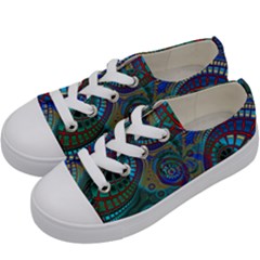 Fractal Abstract Line Wave Kids  Low Top Canvas Sneakers