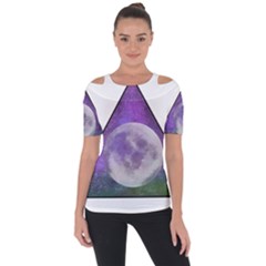 Form Triangle Moon Space Shoulder Cut Out Short Sleeve Top