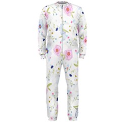 Floral Pink Blue Onepiece Jumpsuit (men)  by HermanTelo