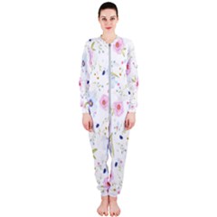 Floral Pink Blue Onepiece Jumpsuit (ladies) 