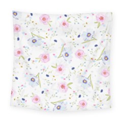 Floral Pink Blue Square Tapestry (large) by HermanTelo