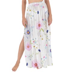 Floral Pink Blue Maxi Chiffon Tie-up Sarong by HermanTelo