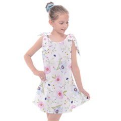 Floral Pink Blue Kids  Tie Up Tunic Dress