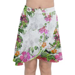 Flowers Floral Chiffon Wrap Front Skirt by HermanTelo