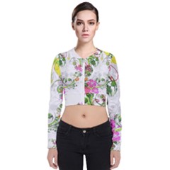 Flowers Floral Long Sleeve Zip Up Bomber Jacket by HermanTelo