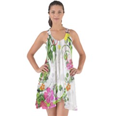 Flowers Floral Show Some Back Chiffon Dress