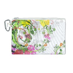 Flowers Floral Canvas Cosmetic Bag (large)