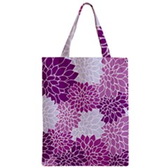 Floral Purple Zipper Classic Tote Bag