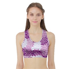 Floral Purple Sports Bra With Border