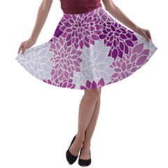 Floral Purple A-line Skater Skirt