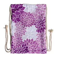 Floral Purple Drawstring Bag (large) by HermanTelo