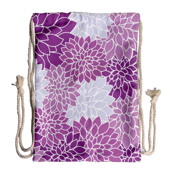 Floral Purple Drawstring Bag (Large)