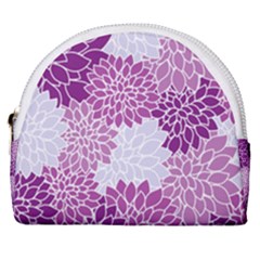 Floral Purple Horseshoe Style Canvas Pouch