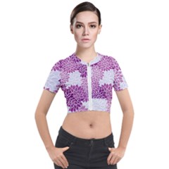 Floral Purple Short Sleeve Cropped Jacket by HermanTelo