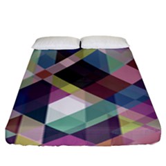 Geometric Blue Violet Pink Fitted Sheet (king Size) by HermanTelo