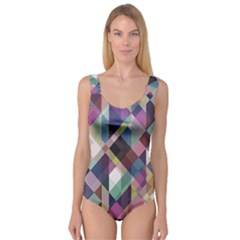 Geometric Blue Violet Pink Princess Tank Leotard 