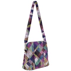 Geometric Blue Violet Pink Zipper Messenger Bag by HermanTelo