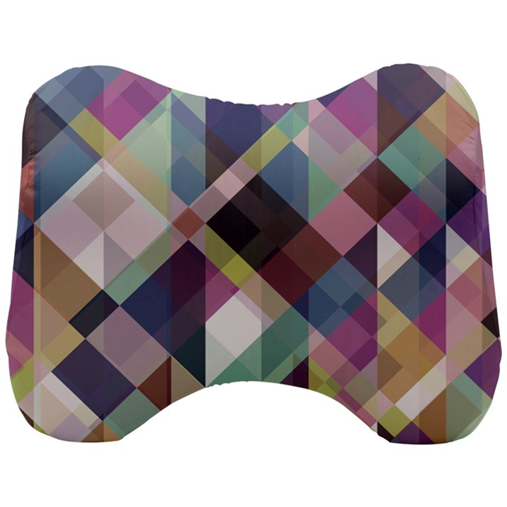 Geometric Blue Violet Pink Head Support Cushion