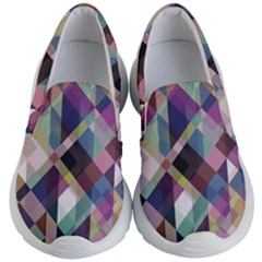 Geometric Blue Violet Pink Kids  Lightweight Slip Ons by HermanTelo