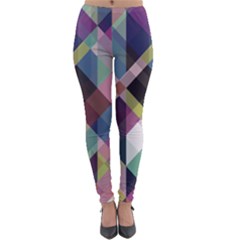 Geometric Blue Violet Pink Lightweight Velour Leggings