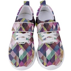 Geometric Blue Violet Pink Women s Velcro Strap Shoes by HermanTelo