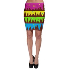 Illustration Abstract Graphic Rainbow Bodycon Skirt