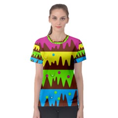 Illustration Abstract Graphic Rainbow Women s Sport Mesh Tee