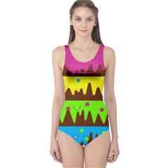 Illustration Abstract Graphic Rainbow One Piece Swimsuit