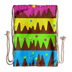 Illustration Abstract Graphic Rainbow Drawstring Bag (large)