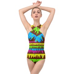 Illustration Abstract Graphic Rainbow Cross Front Low Back Swimsuit