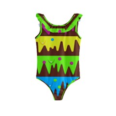 Illustration Abstract Graphic Rainbow Kids  Frill Swimsuit