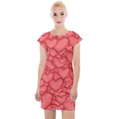 Hearts Love Valentine Cap Sleeve Bodycon Dress