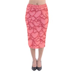 Hearts Love Valentine Velvet Midi Pencil Skirt