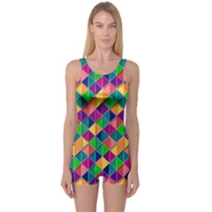 Geometric Triangle One Piece Boyleg Swimsuit