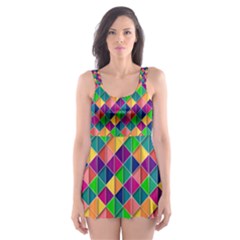 Geometric Triangle Skater Dress Swimsuit