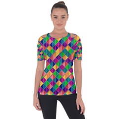 Geometric Triangle Shoulder Cut Out Short Sleeve Top by HermanTelo