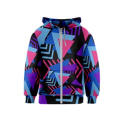 Memphis Pattern Geometric Abstract Kids  Zipper Hoodie by HermanTelo