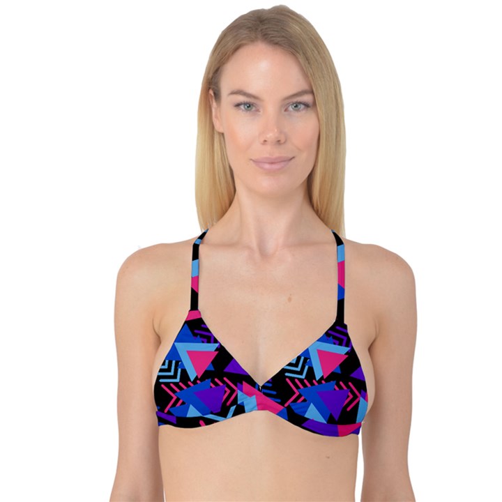 Memphis Pattern Geometric Abstract Reversible Tri Bikini Top